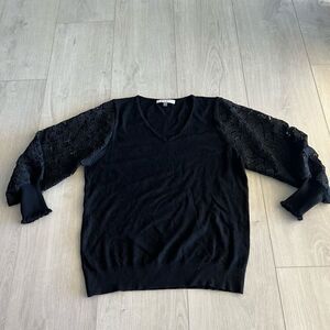 Sioni Milano Black Lace Long Sleeve Top Size L